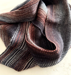 Scarf - Brown, Black and Grey Merino Wool & Bamboo