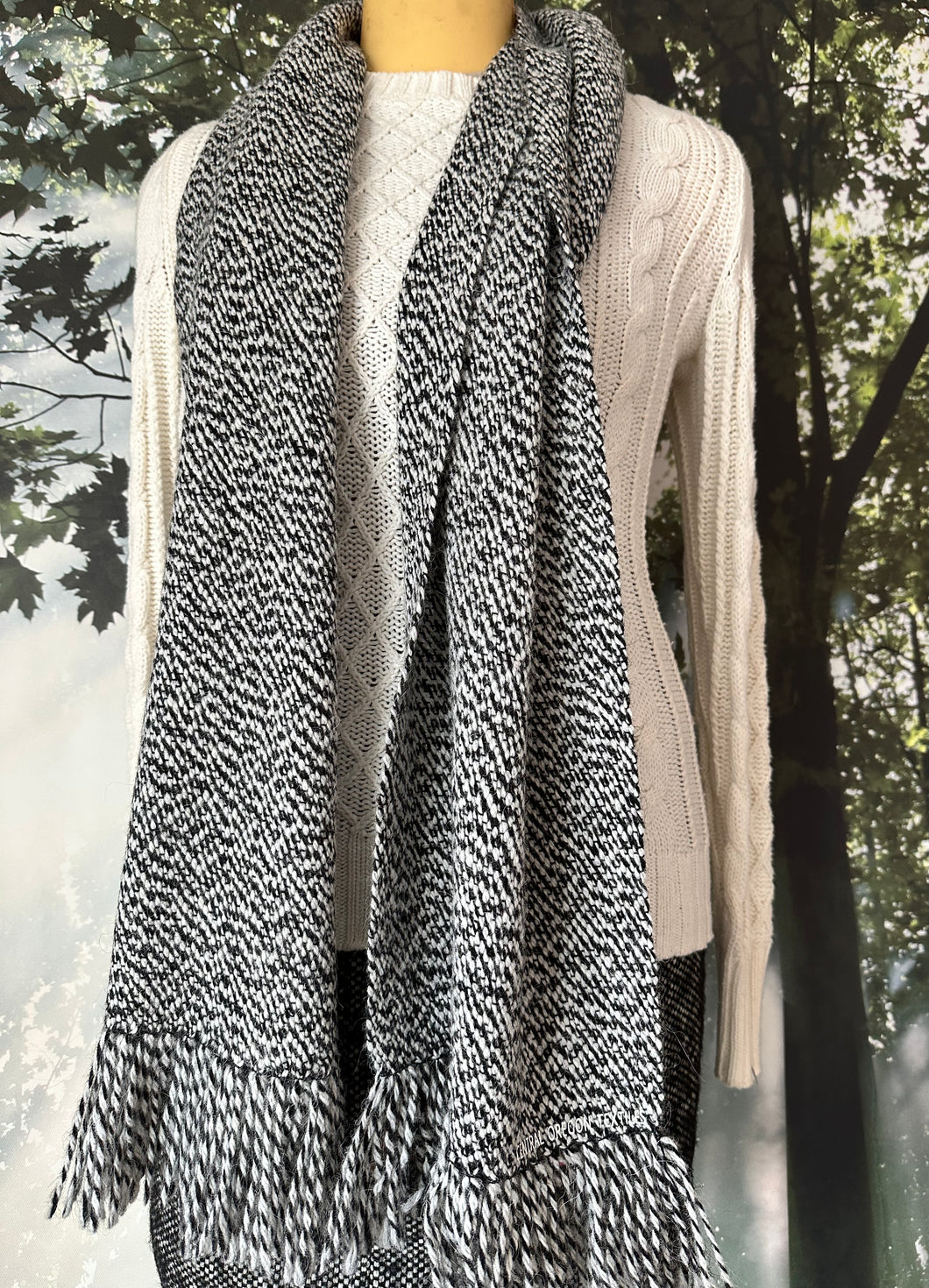 Scarf - Black and White Icelandic Wool