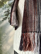 Load image into Gallery viewer, Scarf - Brown, Black and Grey Merino Wool &amp; Bamboo