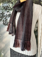 Load image into Gallery viewer, Scarf - Brown, Black and Grey Merino Wool &amp; Bamboo