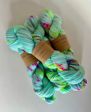 Load image into Gallery viewer, Superwash Merino - DK Weight - Teal &amp; Neon Speckles