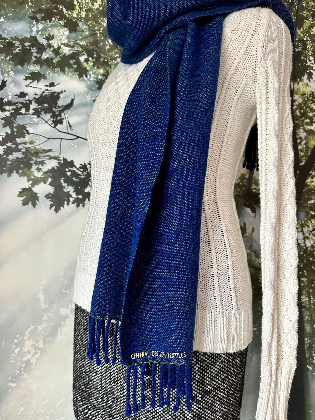 Scarf - Blue Cashmere and Green Cotton