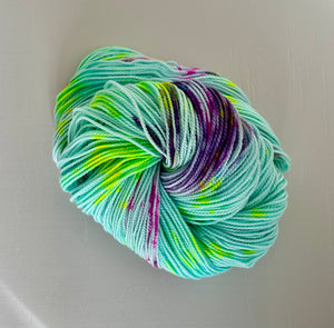 Superwash Merino - DK Weight - Teal & Neon Speckles