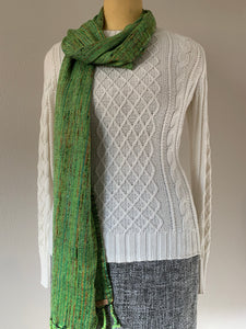 Scarf - Neon Green & Black Wool and Bamboo