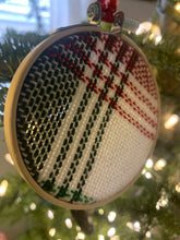 Load image into Gallery viewer, Holiday Ornament - Green, Red, and White Plaid Overlap