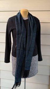 Scarf - Blue and Black with Fringe Ends