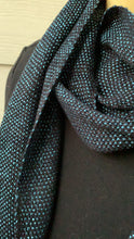 Load image into Gallery viewer, Scarf - Blue and Black with Fringe Ends